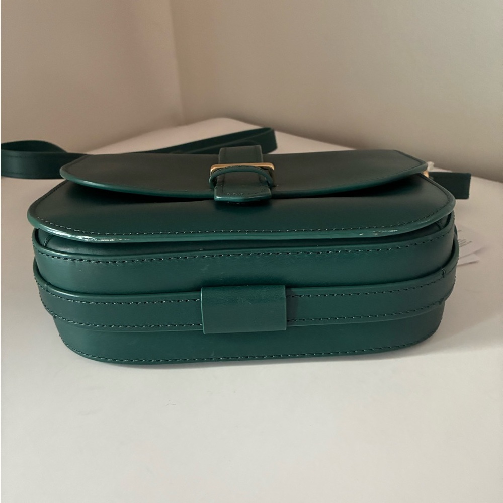 &Other Stories Paris Atelier Saddle Bag - Chrome Free Leather - Emerald Green. - Picture 5 of 8